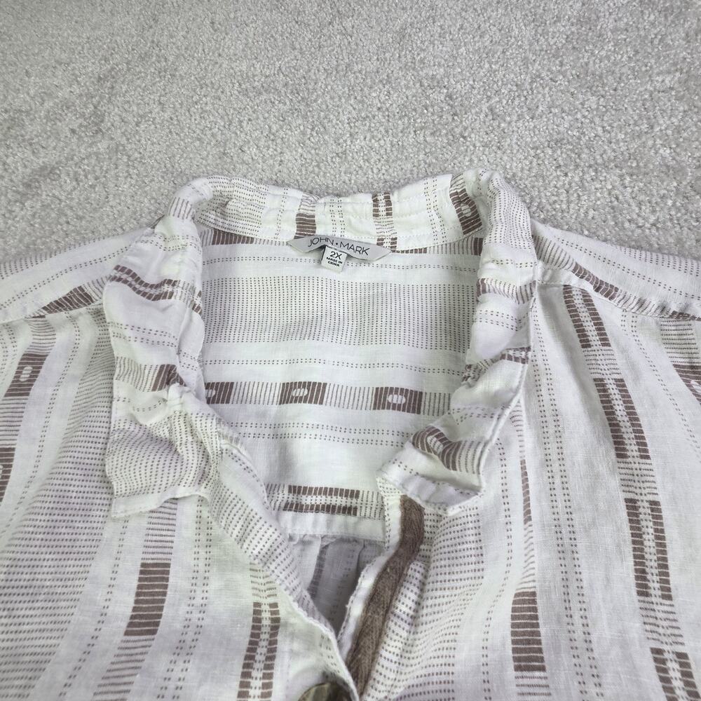 John Mark Popover Linen Tunic White Womens 2XL Boho Summer - Picture 4 of 11